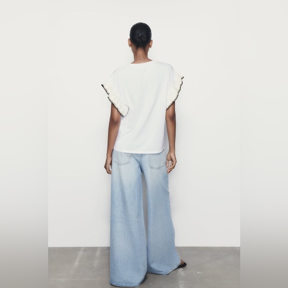 ZARA RUFFLED TRICOT TOP - Picture 2 of 8